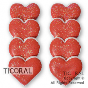 ADORNO CORAZON FLUIDO ROJO AZUCAR X 12